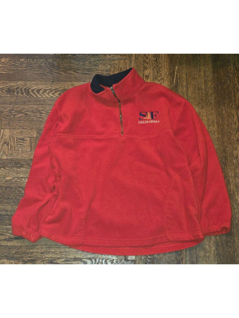 Vintage 90s San Francisco California Quarter Zip Sweatshirt XL USA Embroidered